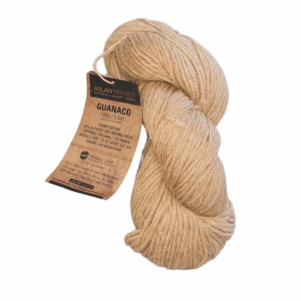 AslanTrends Guanaco Yarn Beige 100g Alpaca Merino Wool Blend Made In Argentina‎